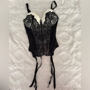 Victoria's Secret Black and Cream Lace Bustier